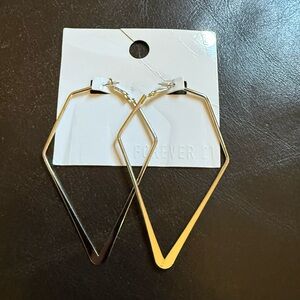 Forever 21 Silver Geometric Oversized Earrings, NWT!!
